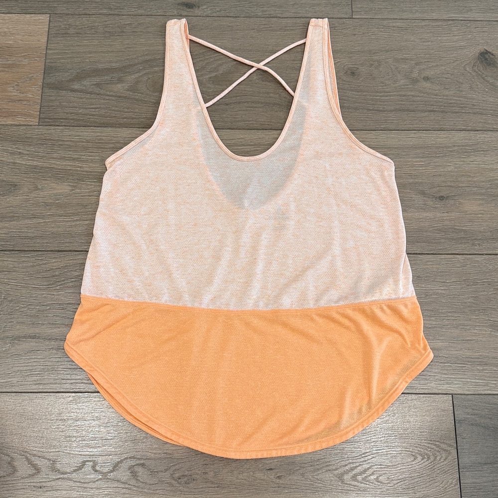PRANA Orange‎ Colorblock Crisscross Back Lightweight Outdoor Tank Top Size Small